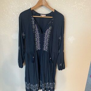 Knox Rose Navy Embroidered Mini Dress